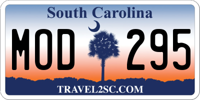 SC license plate MOD295