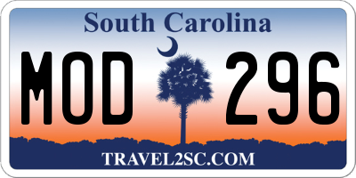 SC license plate MOD296