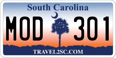 SC license plate MOD301