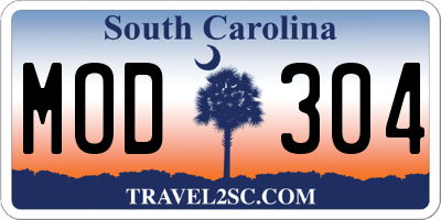 SC license plate MOD304