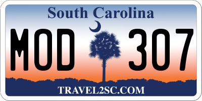 SC license plate MOD307