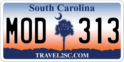SC license plate MOD313