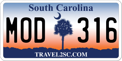 SC license plate MOD316
