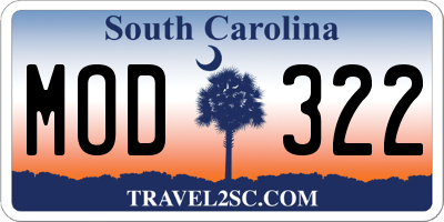 SC license plate MOD322