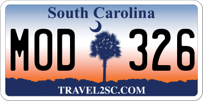 SC license plate MOD326