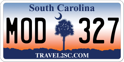 SC license plate MOD327