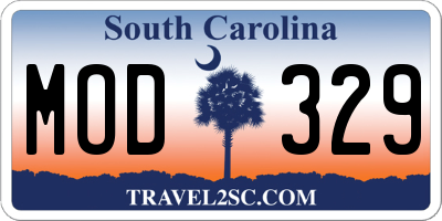 SC license plate MOD329