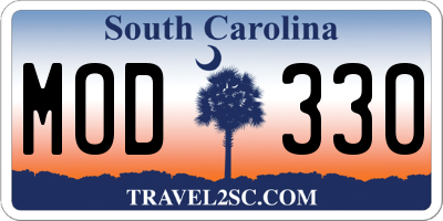 SC license plate MOD330