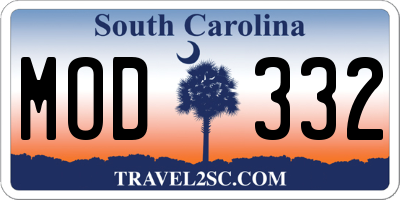 SC license plate MOD332