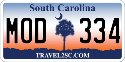 SC license plate MOD334