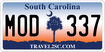 SC license plate MOD337