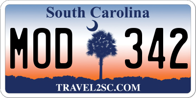 SC license plate MOD342