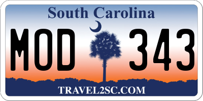 SC license plate MOD343