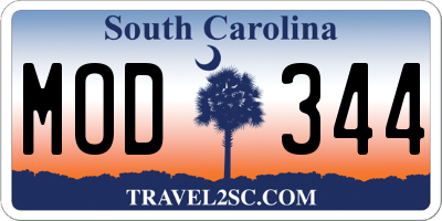 SC license plate MOD344