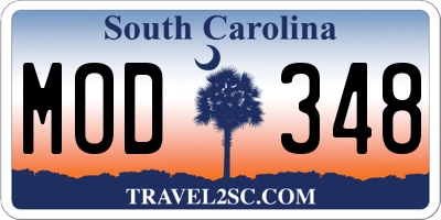 SC license plate MOD348