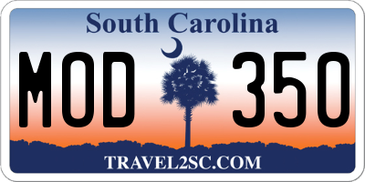 SC license plate MOD350