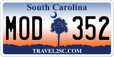 SC license plate MOD352