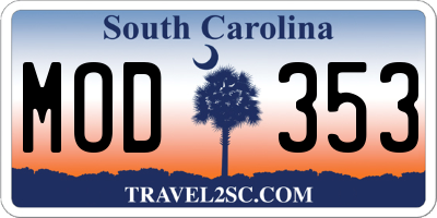 SC license plate MOD353
