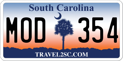 SC license plate MOD354