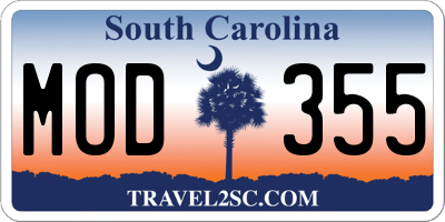 SC license plate MOD355