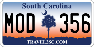 SC license plate MOD356