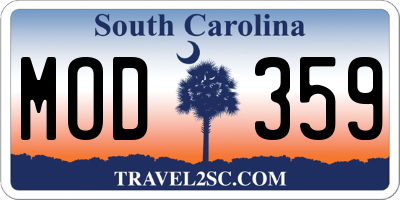 SC license plate MOD359
