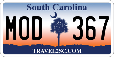 SC license plate MOD367