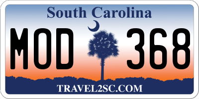 SC license plate MOD368