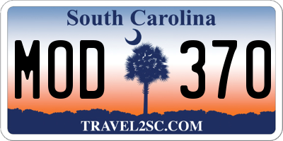 SC license plate MOD370