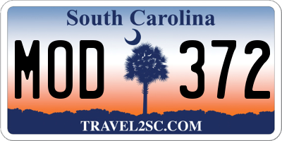 SC license plate MOD372