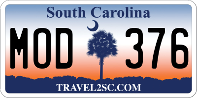 SC license plate MOD376