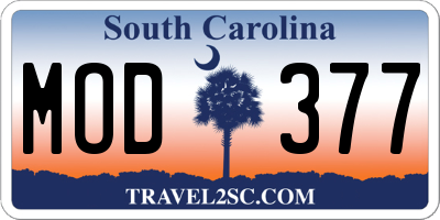 SC license plate MOD377