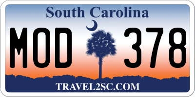 SC license plate MOD378