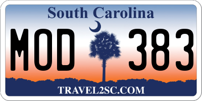 SC license plate MOD383