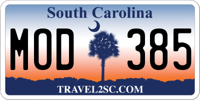 SC license plate MOD385