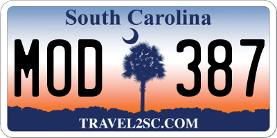 SC license plate MOD387