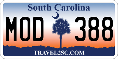 SC license plate MOD388