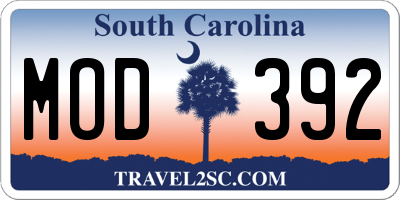 SC license plate MOD392