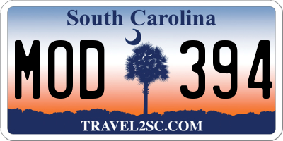 SC license plate MOD394