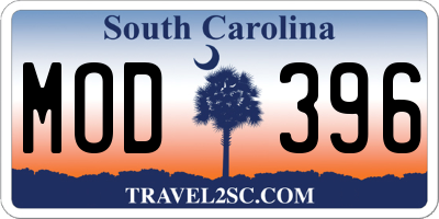 SC license plate MOD396
