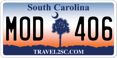 SC license plate MOD406