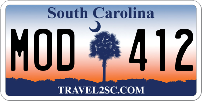 SC license plate MOD412