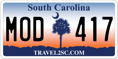 SC license plate MOD417