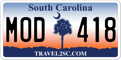 SC license plate MOD418