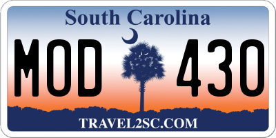 SC license plate MOD430