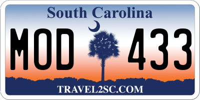 SC license plate MOD433