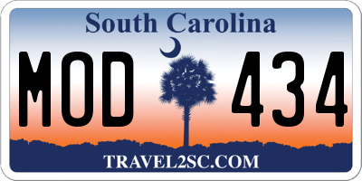 SC license plate MOD434