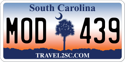 SC license plate MOD439