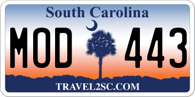 SC license plate MOD443