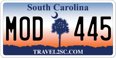 SC license plate MOD445